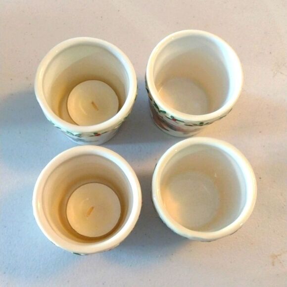 Yankee Candle Ceramic Votive Tealight Candle Holders Christmas Decoration x 4 - Picture 4 of 8